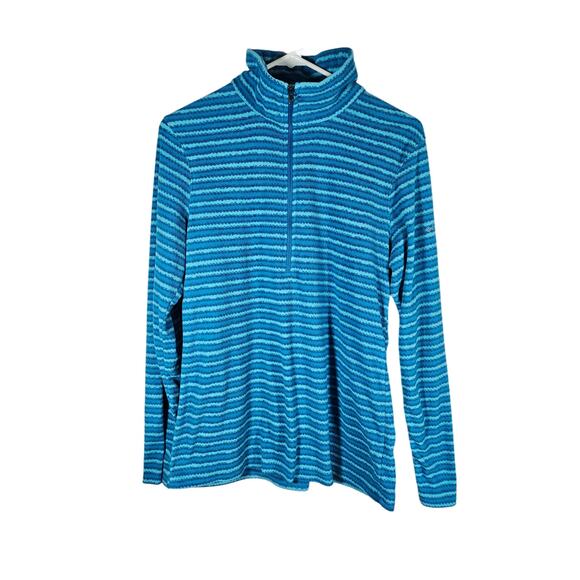 Columbia Women's 1/4 Zip Fleece Pullover Size Medium Blue Stripes‎ - Picture 1 of 6
